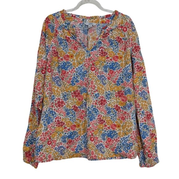 Croft & Barrow Floral Shirt Womens Size Large Multicolor Long Sleeve V Neck - Picture 1 of 10